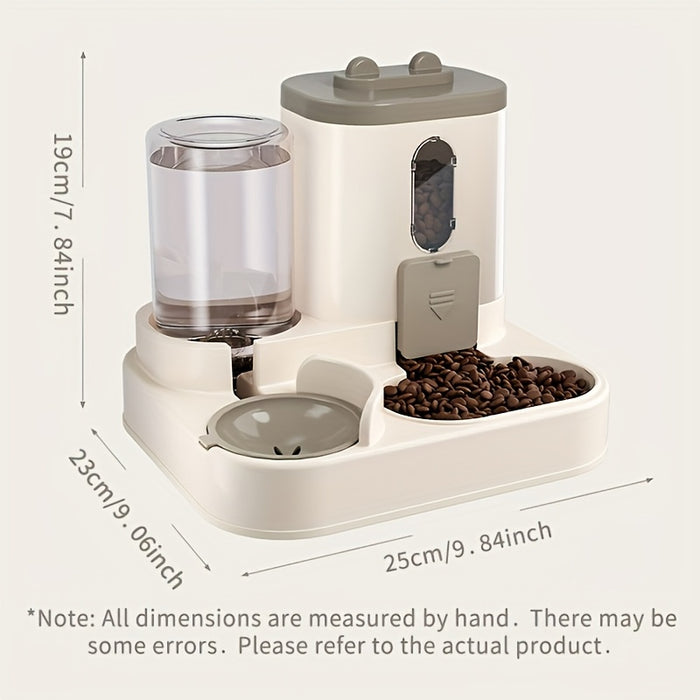 1 Set of 2-in-1 Cat Food Feeding and Watering Device, Integrating Food and Water. Cute appearance, fully automatic operation, but does not require electricity. No wireless or battery required, reasonable size, excellent mater