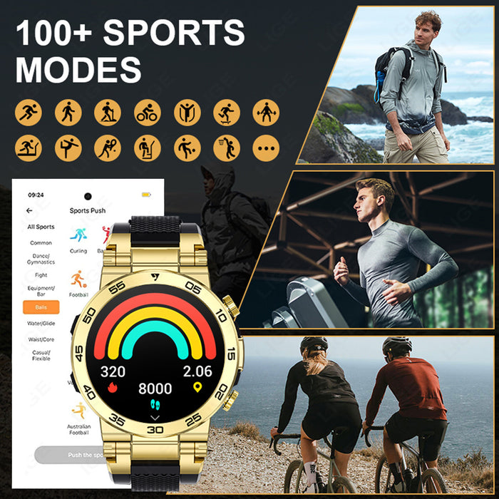 LIGE New Fashion Smartwatch 3.89 cm Screen for Men Take Photos Wireless Calls 100 Sports Modes LED Flashlight Weather Forecast Message Notification Music Playback Voice Assistant Alarm Clock Watch