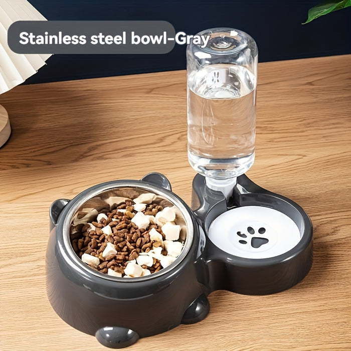 Pet Supplies Cat Automatic Feeder Integrated Pet Feeder, Automatic Water Dispenser, Anti-slip Tilted Stainless Steel Bowl, Cat and Dog Supplies Suitable for Cats and Dogs, No Batteries Required, No Power Supply, Cat Automatic