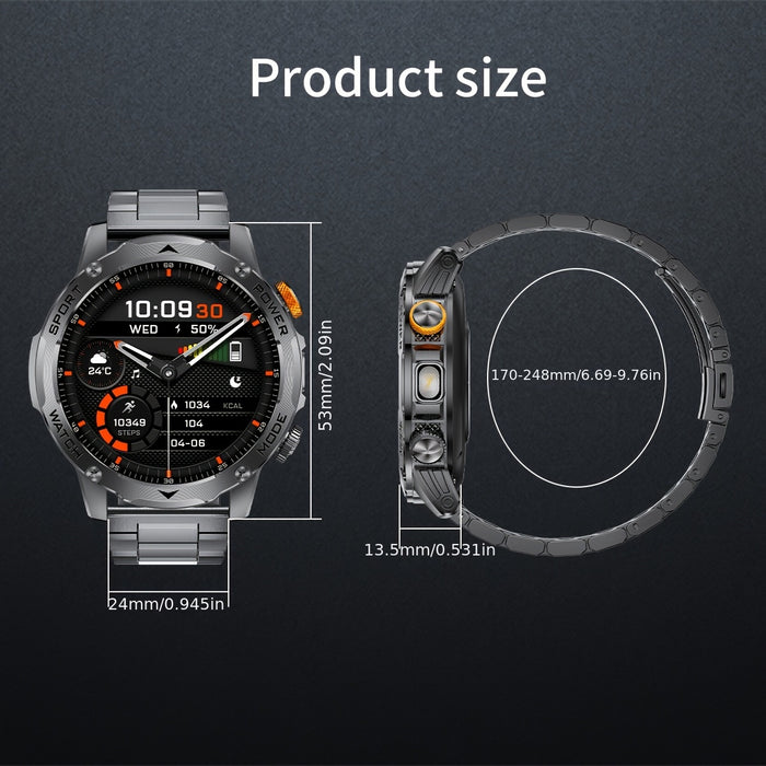 LIGE Men'S Smart Watch with 1000mAh Battery, Wireless Calls, Sleep Monitor, 1, 17.78cm Round Screen, LED Flashlight, 120+ Sports Modes, Fitness Tracker, IPX8 Waterproof, Compatible with Android & for iPhone