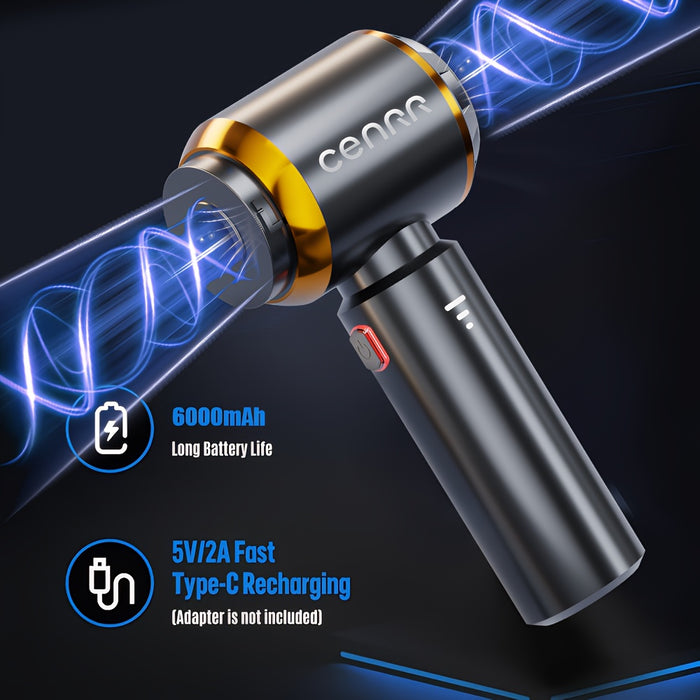 CENRR 160000PA Portable Handheld Wireless Car Vacuum Cleaner - 3-Battery Power, 3-Speed Adjustable, 0.1-0.2L Dust Cup, 65dB Quiet Operation, USB Rechargeable for Car Interior Cleaning, Car Vacuum Cleaner, Sleek Design, Durabl