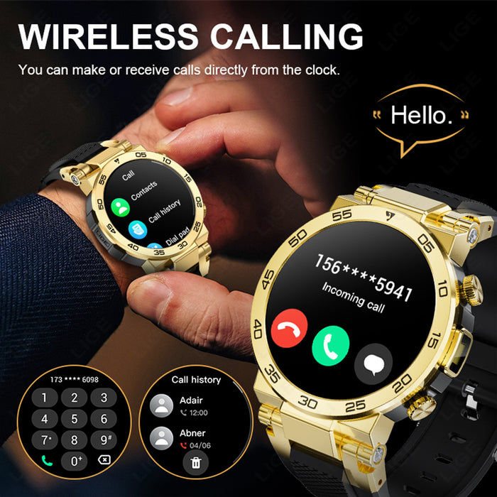 LIGE New Fashion Smartwatch 3.89 cm Screen for Men Take Photos Wireless Calls 100 Sports Modes LED Flashlight Weather Forecast Message Notification Music Playback Voice Assistant Alarm Clock Watch