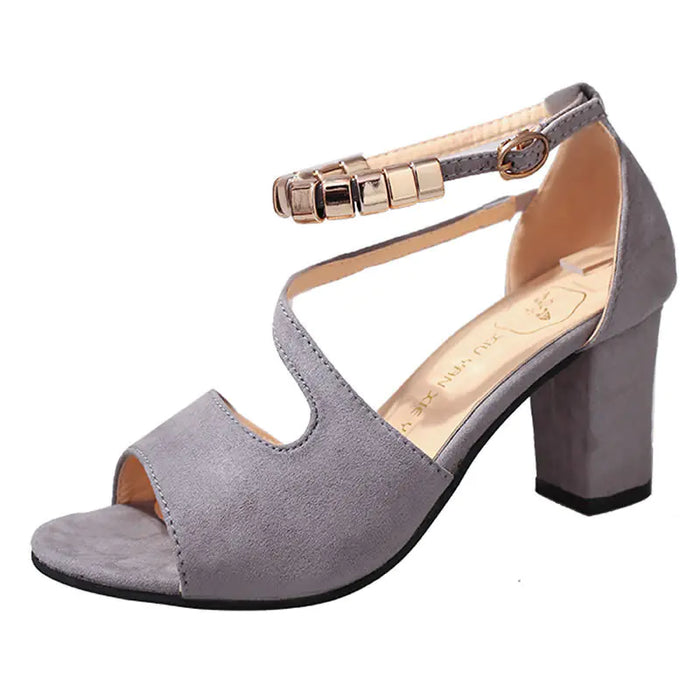 Chic Mid-Heel Buckled Women's Sandals
