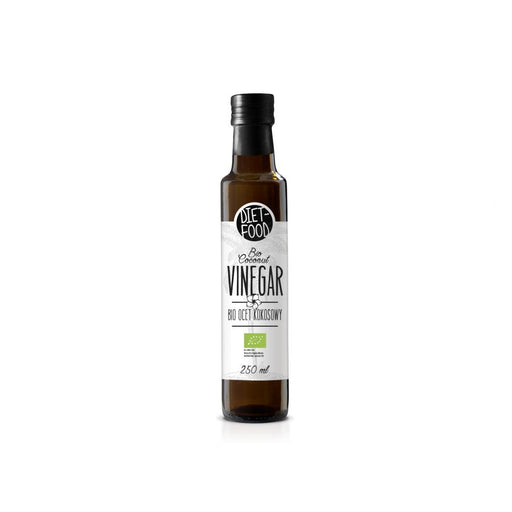 250ml bottle of Bio Coconut Vinegar by Diet-Food, natural fermented coconut water vinegar from Sri Lanka for blood sugar regulation and weight loss.