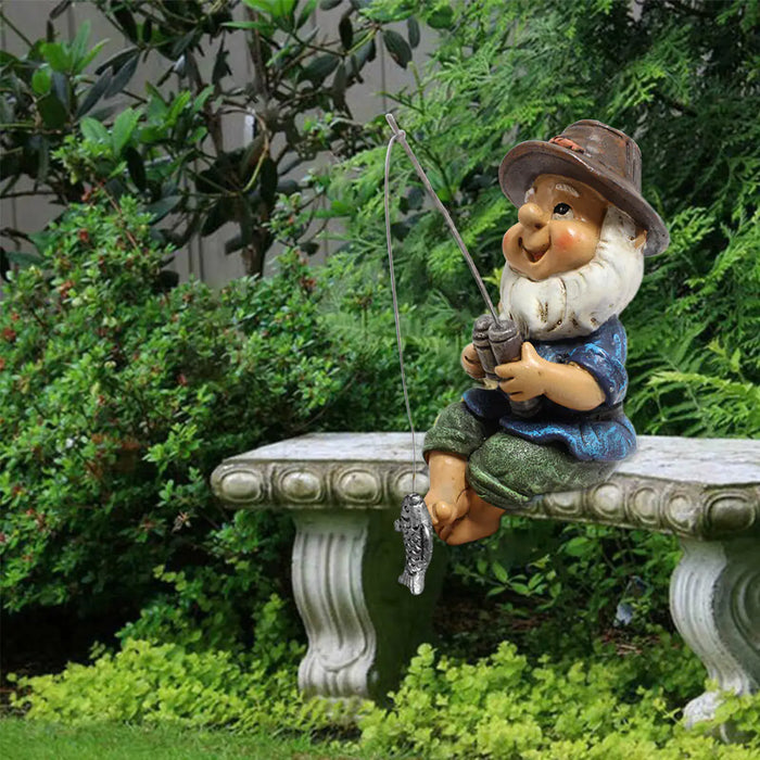 Cheeky Fishing Gnome Garden Statue
