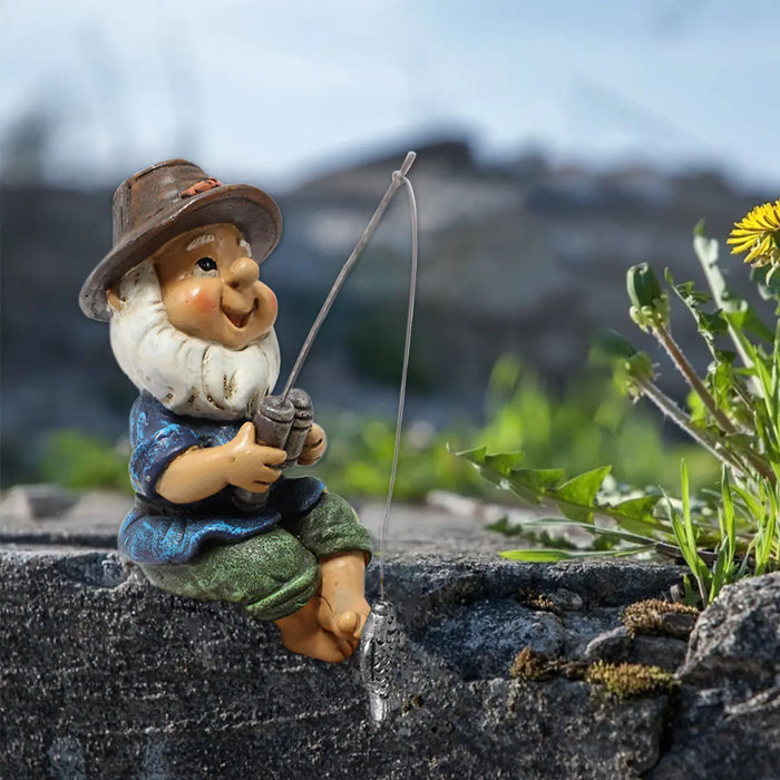 Cheeky Fishing Gnome Garden Statue