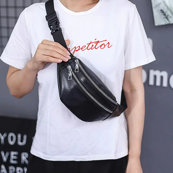 Unisex Chic PU Leather Waist Pouch