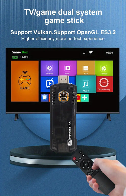 8K Wireless Gaming Hub TV game dual system stick with remote and HD display screen