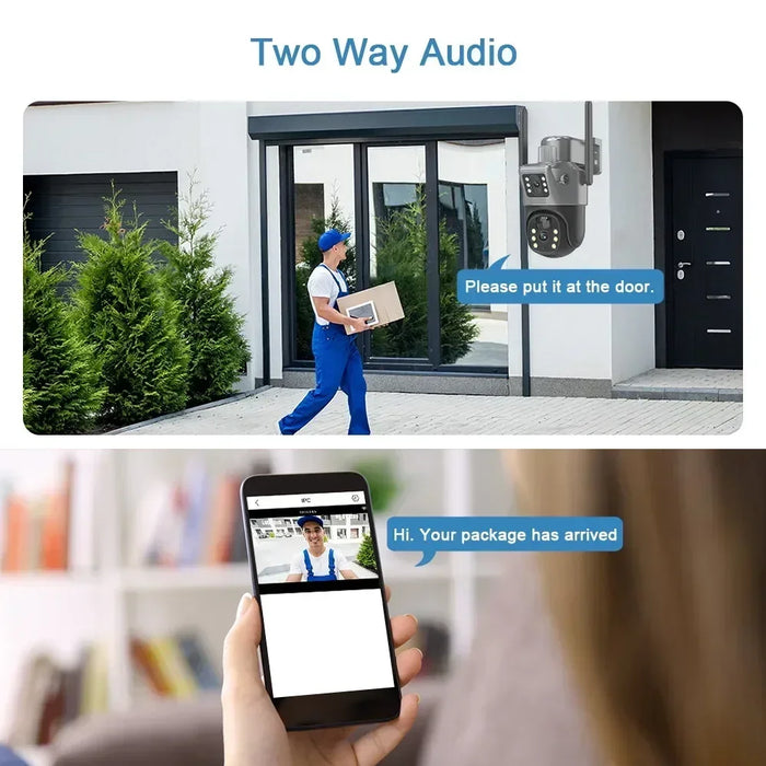 4K 8MP Dual Screen Solar Camera Free 256G memory card Outdoor Wireless WiFi PTZ Dual Lens Security Protection Auto Tracking CCTV
