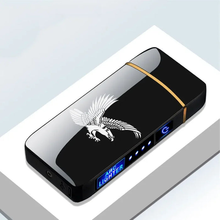 Hot Electric Windproof Metal Lighter Double Arc Flameless Plasma Rechargeable USB Lighter LED Power Display Touch Sensor Lighter