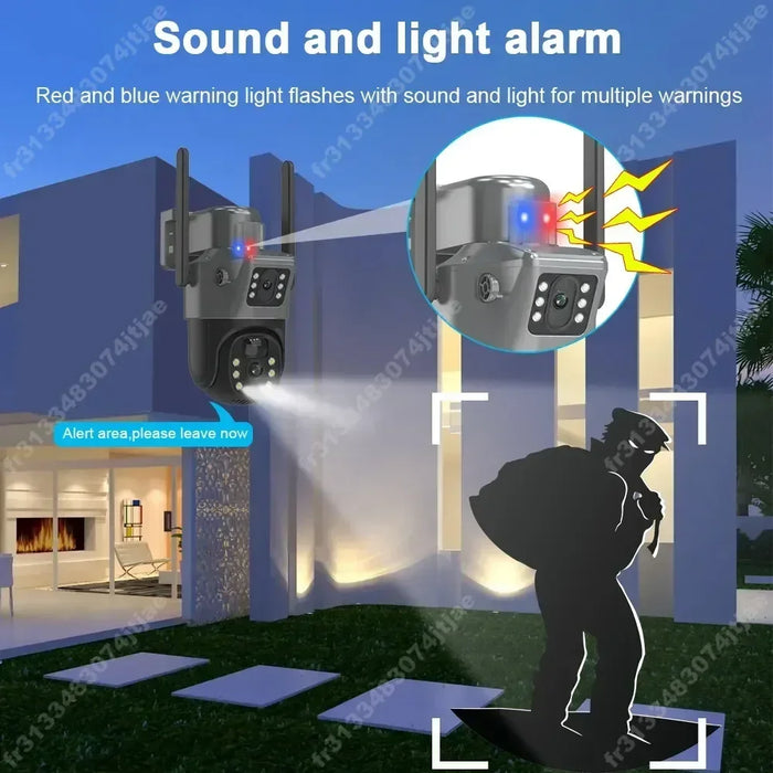 4K 8MP Dual Screen Solar Camera Free 256G memory card Outdoor Wireless WiFi PTZ Dual Lens Security Protection Auto Tracking CCTV