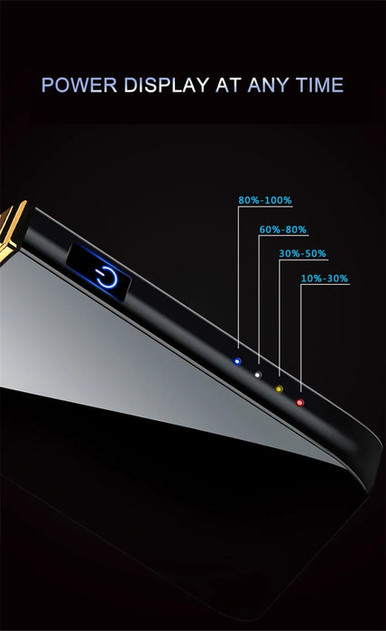 Hot Electric Windproof Metal Lighter Double Arc Flameless Plasma Rechargeable USB Lighter LED Power Display Touch Sensor Lighter