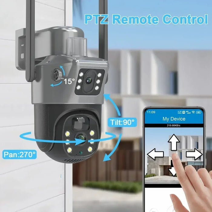 4K 8MP Dual Screen Solar Camera Free 256G memory card Outdoor Wireless WiFi PTZ Dual Lens Security Protection Auto Tracking CCTV