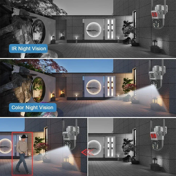 4K 8MP Dual Screen Solar Camera Free 256G memory card Outdoor Wireless WiFi PTZ Dual Lens Security Protection Auto Tracking CCTV