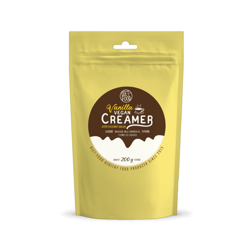 Vanilla vegan creamer 200g pouch with coconut sugar and sea mineral complex for lactose intolerance and vegetarians
