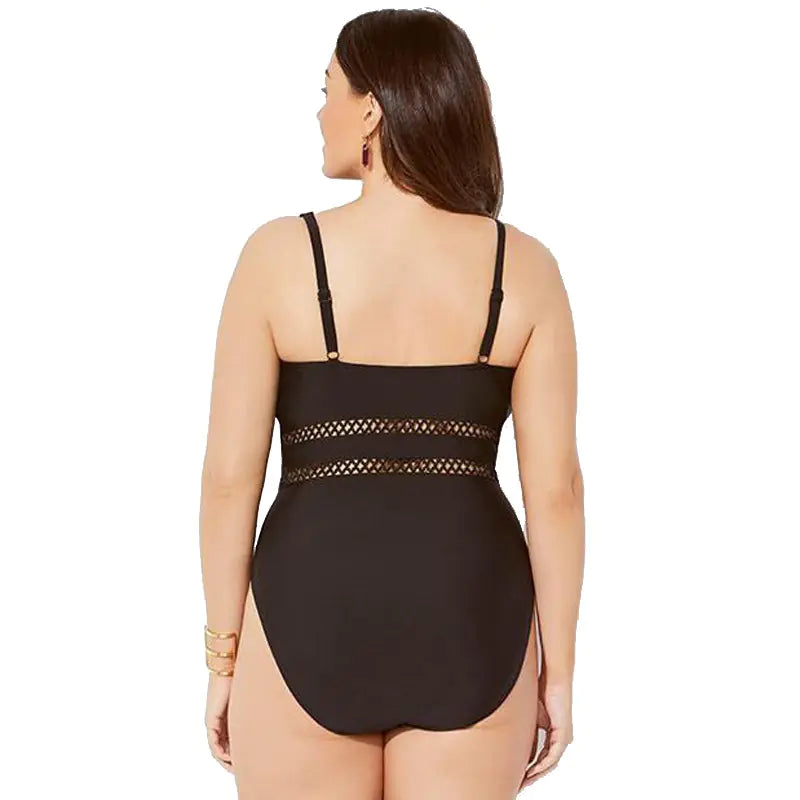Chic Plus Size Open-Back Swimsuit