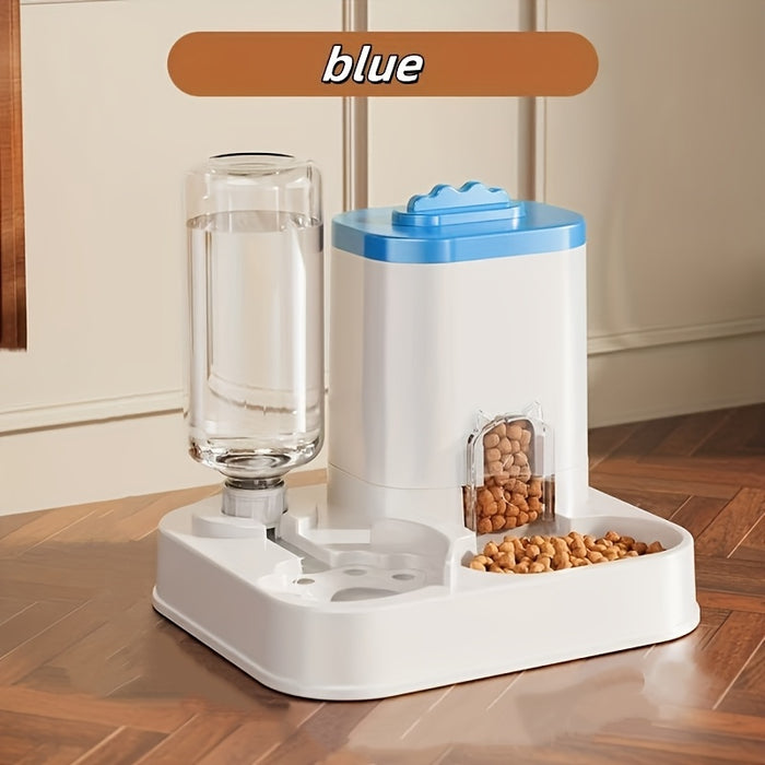2-in-1 Automatic Cat Feeder & Water Dispenser - Neck-Friendly Anti-Choking Design, Leak-Proof Pet Station with Spill-Proof Lid, Multi-Compartment Food & Water Dispenser for Busy Cat Owners, Indoor Pet Feeder & Water Dispenser