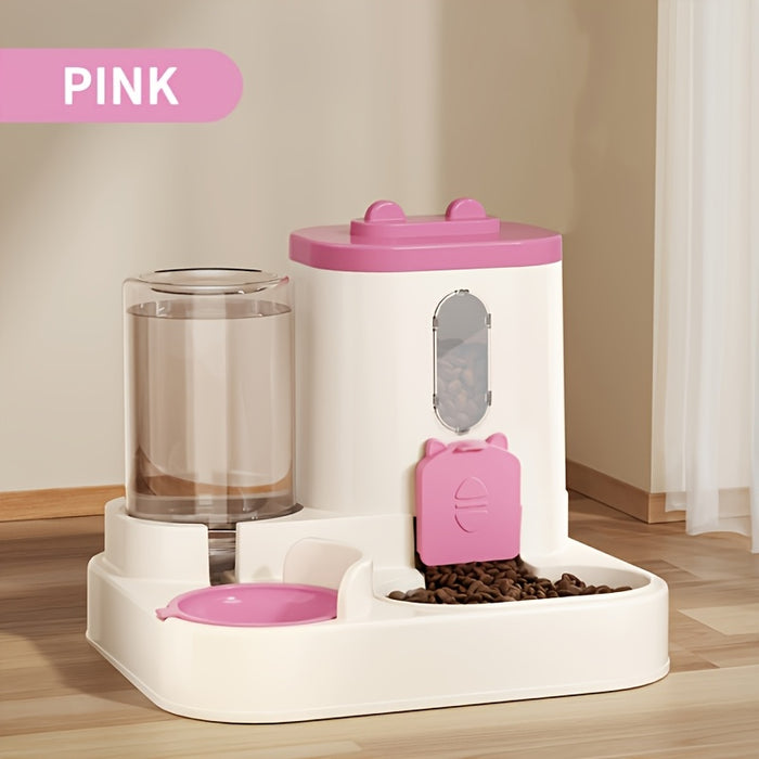 1 Set of 2-in-1 Cat Food Feeding and Watering Device, Integrating Food and Water. Cute appearance, fully automatic operation, but does not require electricity. No wireless or battery required, reasonable size, excellent mater