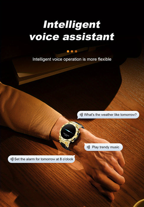 LIGE New Fashion Smartwatch 3.89 cm Screen for Men Take Photos Wireless Calls 100 Sports Modes LED Flashlight Weather Forecast Message Notification Music Playback Voice Assistant Alarm Clock Watch