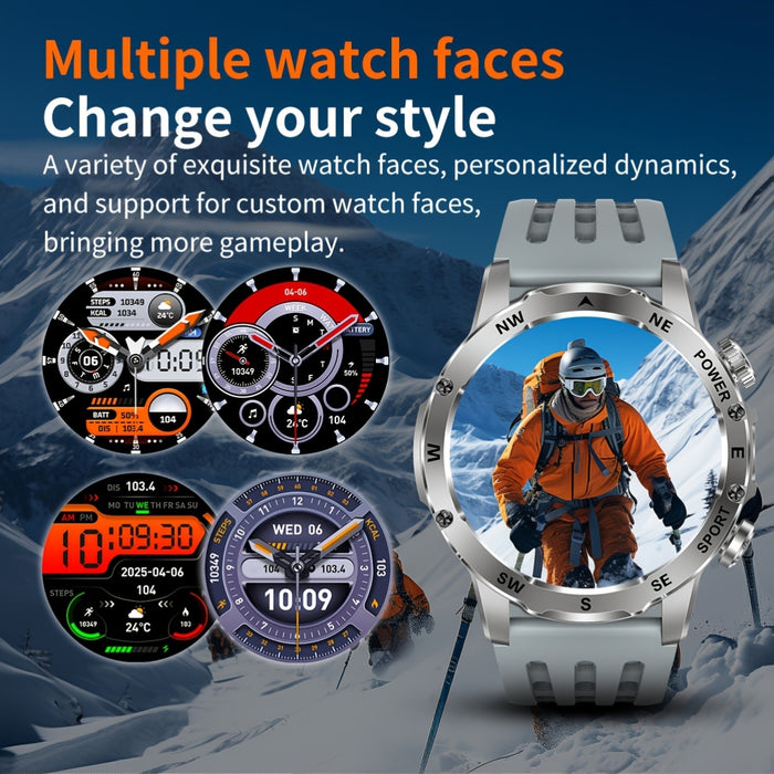 TKTKYY Men'S Outdoor Sports Smartwatch with 3.89cm HD Display, 800mAh Long Battery Life, Compass, 100+ Sports Modes, Flashlight, Wireless HD Calls, Pedometer, SMS Notifications - Compatible with for iphone & Android, Perfect
