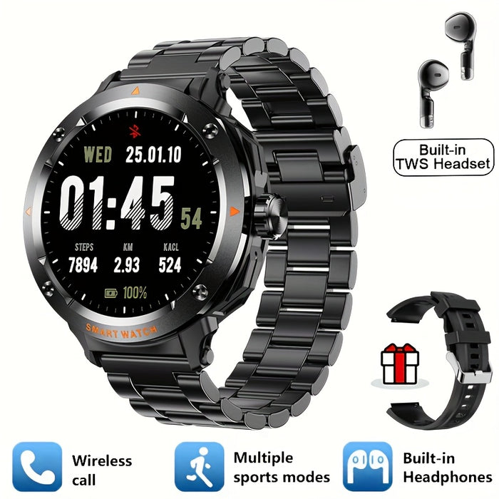 2025 New 2-in-1 Wireless Earphone Smartwatch, Equipped with 5.3 Wireless Earphones, 1.46-inch High-definition Screen Smartwatch, NFC And Wireless Call Reminder Function, 100+sports Mode, USB Charging, Zinc Alloy Shell Smartwa