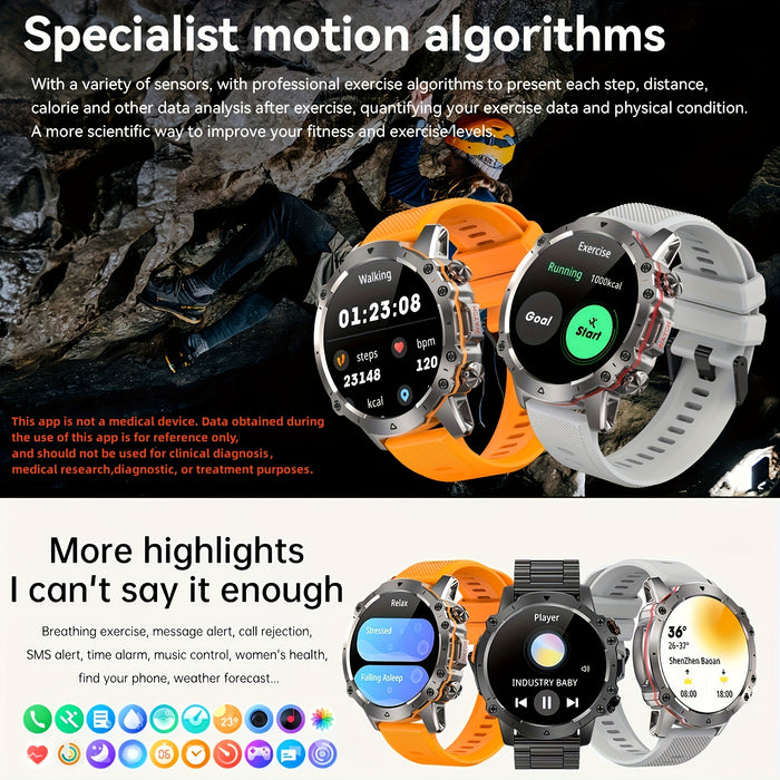 1pc Men's Smart Watch with Call Function, 3.61cm HD Display, Fitness Tracker, Sleep & Calorie Monitor, Wireless, Multi-Sport Modes, USB Rechargeable, Metal Bezel & Dual/Silicone Straps, Android Compatible, Smart Watch for And