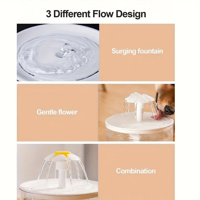 Cats and dogs pet new fountain flower water dispenser automatic cat water dispenser dog water dispenser food grade PP material, quiet operation, USB powered, safe and secure, suitable for cats and dogs large capacity