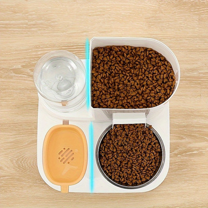 A Two-In-One Device Commonly Used for Feeding Cats And Providing Water, Combining Food And Water in One Unit. It Includes an Automatic Cat Feeder, Feeding And Watering Tools for Cats, Cat Water Dispensers, Bowls And Dishes fo