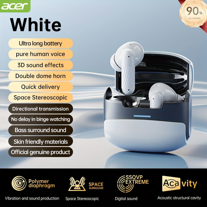 [acer official authentic]In-Ear Design|TWS Wireless Headset|Stereo|Heavy Bass|Low Latency|Comfortable Wearing(Study/Business/Sports/Running/Fitness)|Multi-Device Compatible(Mobile Phone/Tablet/Laptop)|Christmas Gift/Valentine
