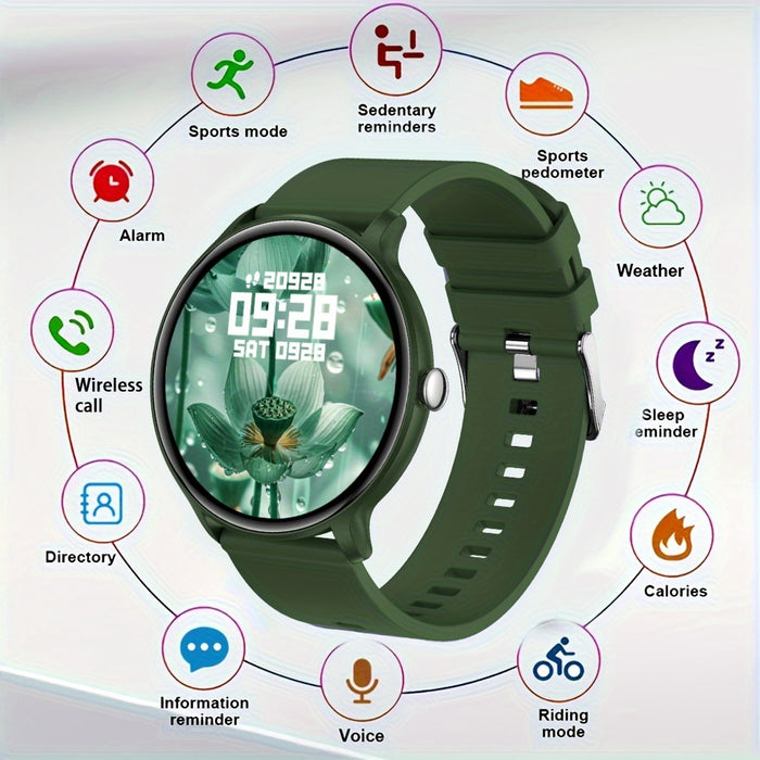 2025 Latest Round Smartwatch with Answer/Dial Features, Message Notifications, Pedometer, Calorie Tracker, Multiple Sports Modes, Alarm, Calculator, And Timer, Featuring a Silicagel Strap And Digital Display, Suitable for And