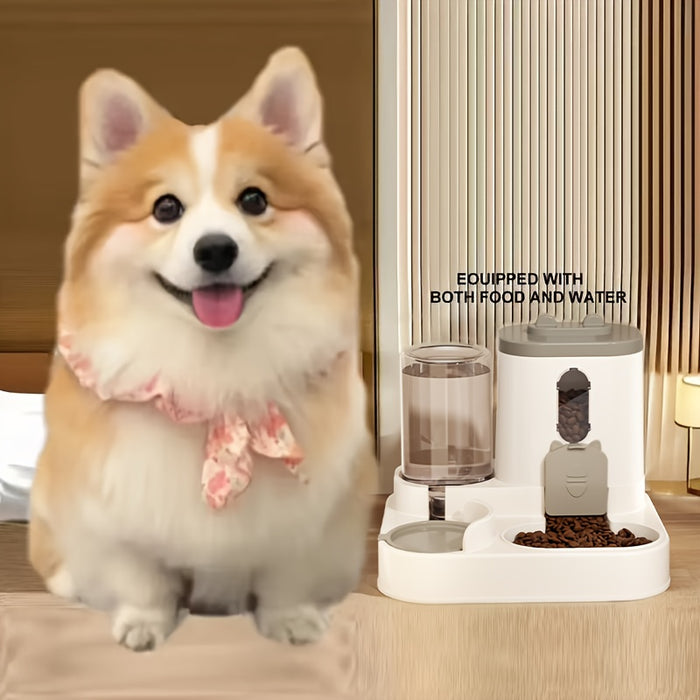 1 Set of 2-in-1 Cat Food Feeding and Watering Device, Integrating Food and Water. Cute appearance, fully automatic operation, but does not require electricity. No wireless or battery required, reasonable size, excellent mater