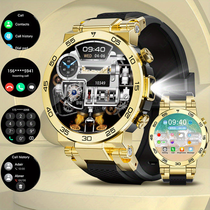 LIGE New Fashion Smartwatch 3.89 cm Screen for Men Take Photos Wireless Calls 100 Sports Modes LED Flashlight Weather Forecast Message Notification Music Playback Voice Assistant Alarm Clock Watch