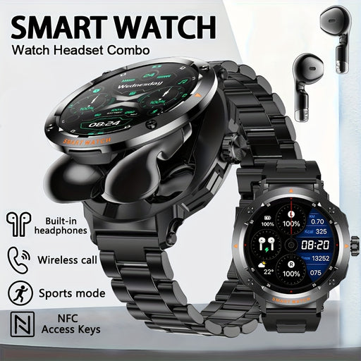 2025 New 2-in-1 Wireless Earphone Smartwatch, Equipped with 5.3 Wireless Earphones, 1.46-inch High-definition Screen Smartwatch, NFC And Wireless Call Reminder Function, 100+sports Mode, USB Charging, Zinc Alloy Shell Smartwa