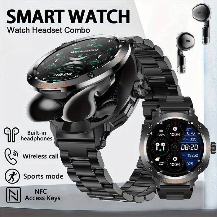 2025 New 2-in-1 Wireless Earphone Smartwatch, Equipped with 5.3 Wireless Earphones, 1.46-inch High-definition Screen Smartwatch, NFC And Wireless Call Reminder Function, 100+sports Mode, USB Charging, Zinc Alloy Shell Smartwa