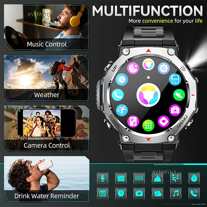 1.43" AMOLED Smartwatch - HD Resolution, 466 * 466 Pixels, 525mAh, High Quality, 5ATM, Multi-Sport Tracker, Music & Call Functionality, Supports Swimming And Diving Up to 50 meters, LED Flashlight Smart Watch for iPhone & for