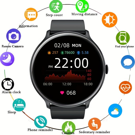 Smart Watch with Call Function, Wireless 5.3, Multi-Sport Modes, Weather Forecast, AI Voice Control, Music Playback, for iPhone & for Android, TFT Display, Silicone Strap, USB Charging, 230mAh Battery, Smart Watch for Android