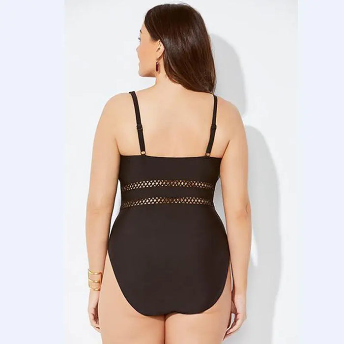 Chic Plus Size Open-Back Swimsuit