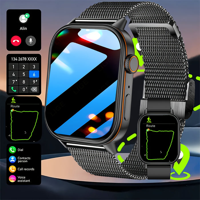 DAORKOW GPS Smartwatch - Waterproof, Stainless Steel Band, 5.11cm HD Display, 170+ Sports Modes, & Step Tracking, Wireless Calls, USB Charging, 420mAh Battery, Unisex Design - Perfect for Valentine's Day, Mother's Day, Women'