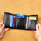 Vintage Oil Wax Layer Cowhide Men's Wallet, RFID Anti-theft Card Folding Genuine Leather Wallet, Large Capacity Multi-Card Credit Card Holder, Transparent ID Document Card Holder, 12 Bank Card Slots, 2 Transparent ID Document