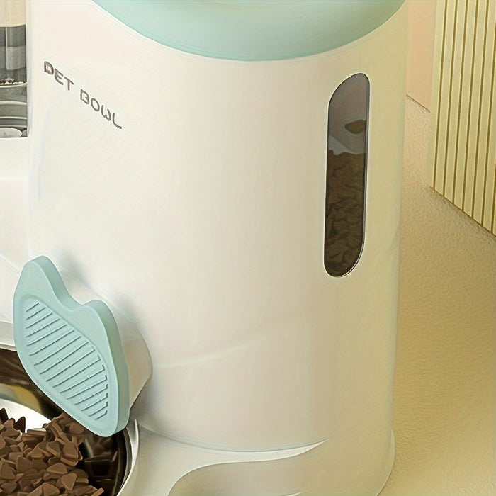 2-in-1 Automatic Cat Feeder and Water Dispenser Set with Stainless Steel Bowl - Detachable, Washable Pet Food & Water Station for Indoor Cats, Non-Electric, Easy-Clean Design