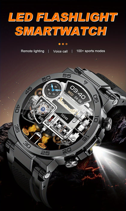 LIGE New Fashion Smartwatch 3.89 cm Screen for Men Take Photos Wireless Calls 100 Sports Modes LED Flashlight Weather Forecast Message Notification Music Playback Voice Assistant Alarm Clock Watch