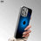 Black Apple Logo Blue Background Pattern Trendy Internet Celebrity High-Quality Texture Business Mirror Film Protection Cat Eye Electroplated Glass Design Suitable for iPhone 16 15 14 13 12 11 Exclusive Glass Phone Case, Anti
