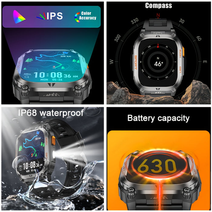 DAORKOW GPS Smartwatch - High Quality, Stainless Steel Strap, 5.11cm HD Display, 170+ Sports Modes & Step Tracking, Wireless Calling, USB Charging, 630mAh Battery, Unisex Design - Perfect Gift for Valentine'S Day, Mother'S Da
