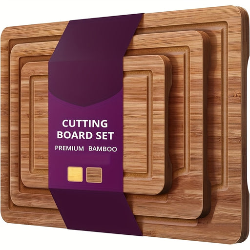 3pcs Bamboo Cutting Board Set, Wooden Thick Multipurpose Chopping Boards for Meat, Vegetables, Fruits, ldeal for Christmas, HalloweenThanksgiving, Valentine's, Mother's Day