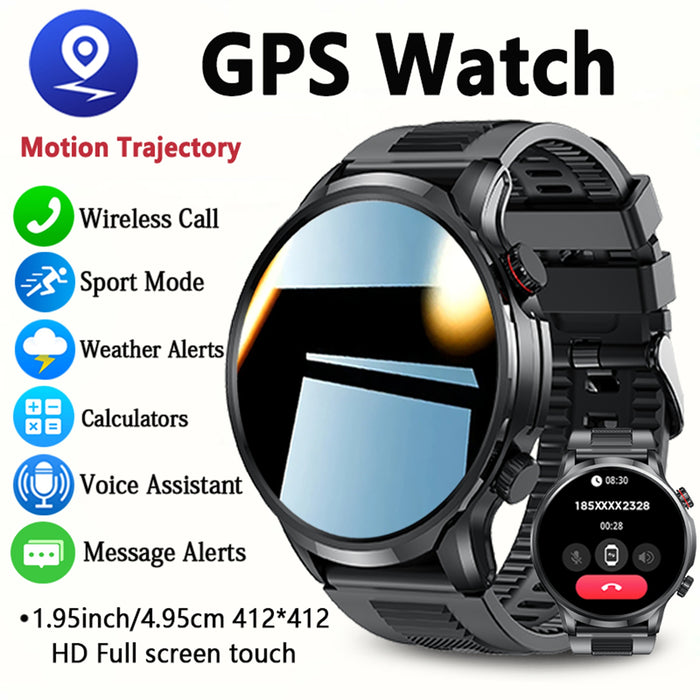 2025 New GPS Tracking Smartwatch, 1, 95-inch HD Large Screen, 500mAh Large Capacity Battery, Built-in 5, 2/3, 0 Dual Wireless Chip, Supports Wireless Calling, Multiple Sports Modes, Suitable for iPhone and Android, Zinc Alloy