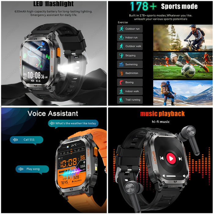 DAORKOW GPS Smartwatch - High Quality, Stainless Steel Strap, 5.11cm HD Display, 170+ Sports Modes & Step Tracking, Wireless Calling, USB Charging, 630mAh Battery, Unisex Design - Perfect Gift for Valentine'S Day, Mother'S Da