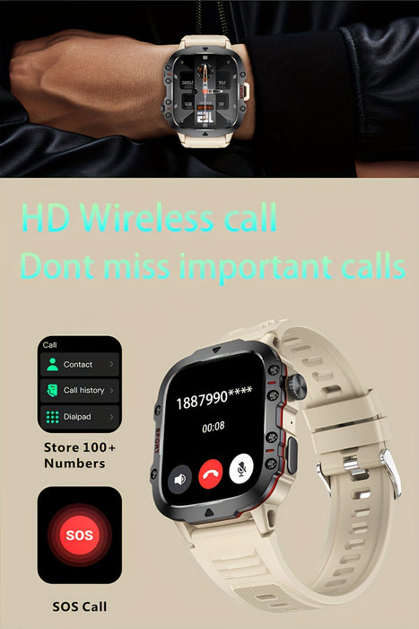 DAORKOW'S New Rugged Smartwatch for Men: Wireless Talk,, Sports Fitness AI Voice, Outdoor 100+ Sports Modes, 4.98cm TFT Screen, 8868 Watch Chip, 420mAh Rechargeable Battery, Alloy Body, Silicone Strap, 240p Resolution, USB Ch
