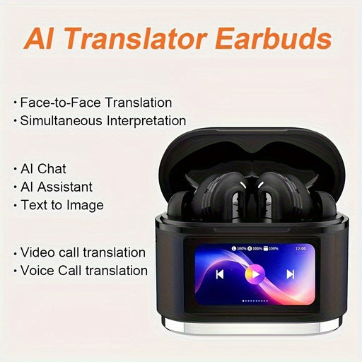 2025 new AI real-time translation Bluetooth headset, Smart LCD Touch Screen, ANC ENC Wireless Tws Earphones Noise Cancellation Headphone Digital Display Touch Screen Bluetooth Earbuds