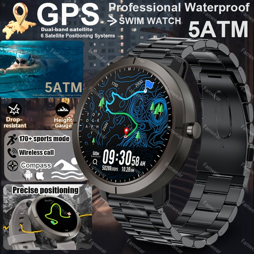 Fanwear 2025 New GPS smart watch, Men's Women's outdoor sports GPS smart watch, built-in dual-frequency GPS, built-in high-end chip: atctions 3085S compass altitude pressure 5ATM High Quality swimming, automatic recognition o