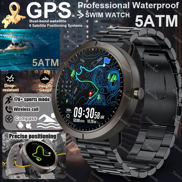 Fanwear 2025 New GPS smart watch, Men's Women's outdoor sports GPS smart watch, built-in dual-frequency GPS, built-in high-end chip: atctions 3085S compass altitude pressure 5ATM High Quality swimming, automatic recognition o